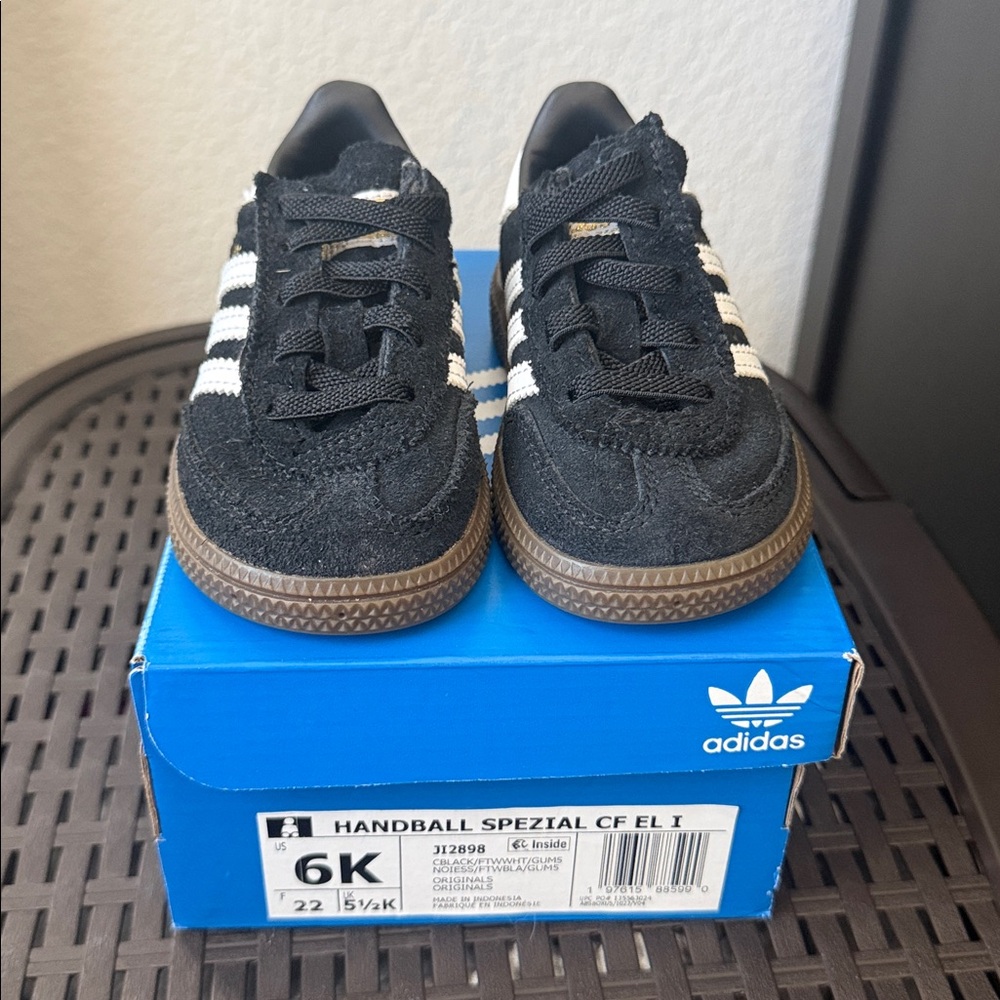 Adidas Handball Spezial Black Suede Toddler Sneaker - Picture 8 of 11